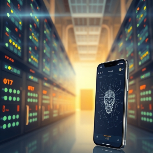 繁忙資料中心AI運算與iPhone象徵AI普及