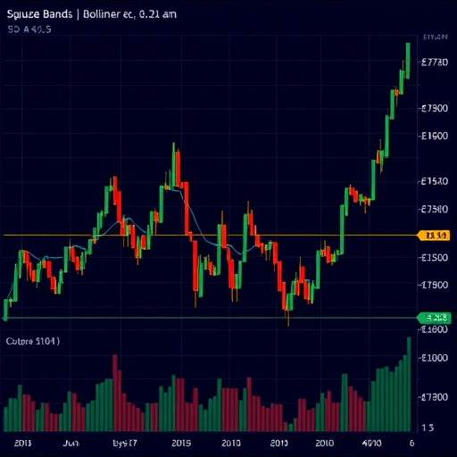 比特幣市場圖表顯示布林通道極度狹窄，象徵擠壓階段的低波動與買賣平衡