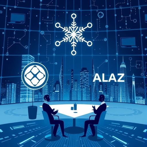 企業策略會議中人工智慧神經網絡的未來城市背景,展示 Anthropic、Allianz、Snowflake 和 Observe 標誌的合作創新