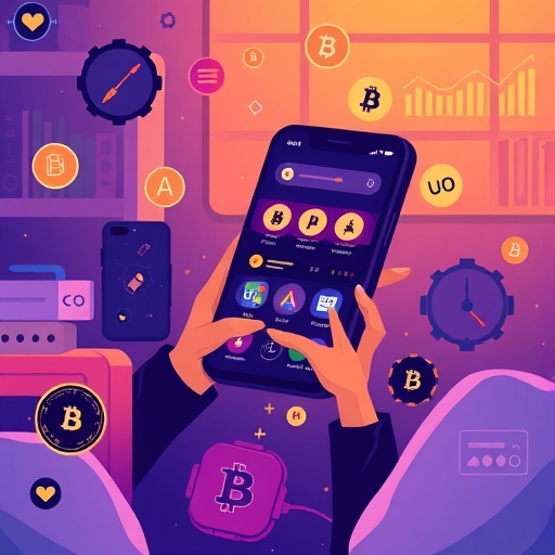 用戶在 Solana Mobile 手機上互動 Web3 應用插圖:NFT、DeFi 與整合硬體錢包 DApp 商店